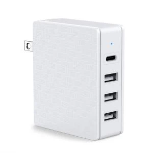 Sammenleggbar PD+3.1A Hurtiglading 4-porters USB-vegglader